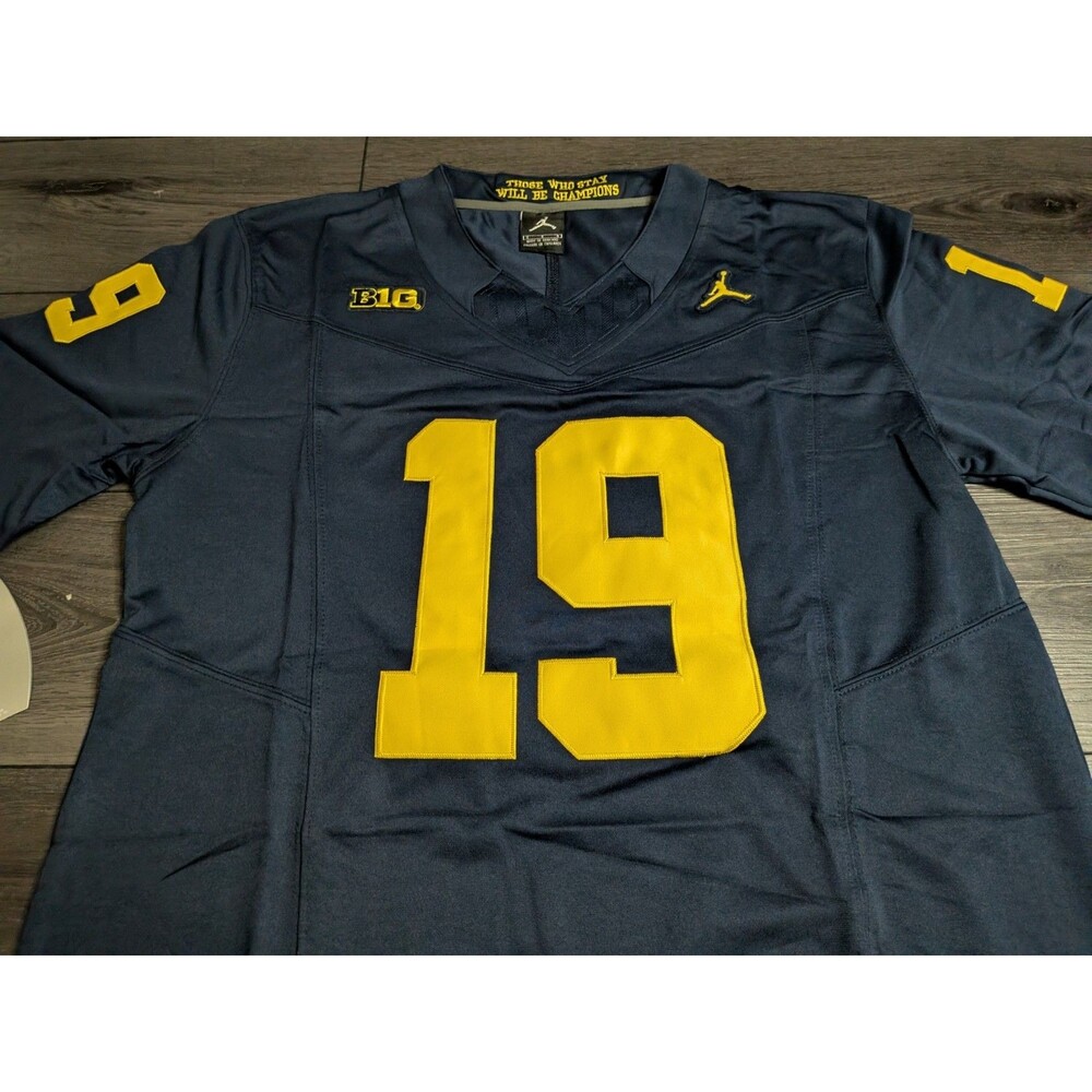 Bryce Underwood #19 Michigan Wolverines Blue Stitched Jersey Men's Large - Picture 4 of 5